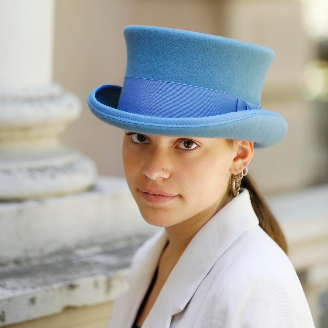 Top Hat Women SKY Blue Top Hat Low Top Hat Light Blue Top Etsy