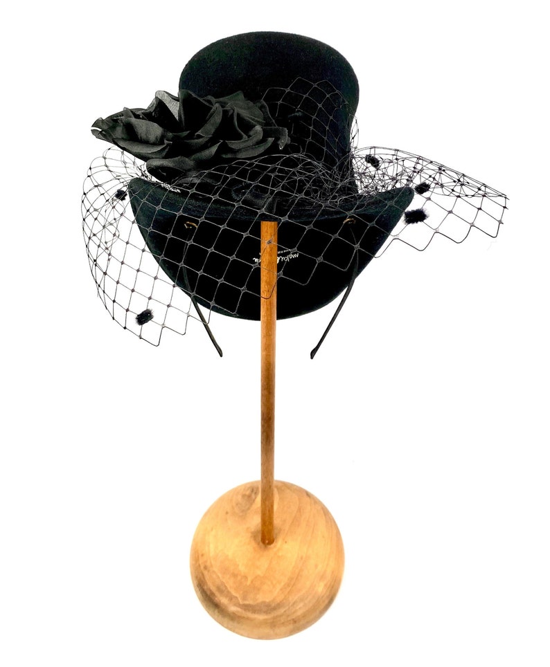 Mini Top Hat Mourning Veil Glamorous Mini Top Hat With Black Etsy