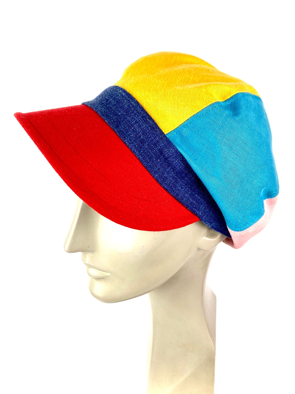 Colorful Clown Cap Multicolored Newsboy Linen Cap For Summer Etsy