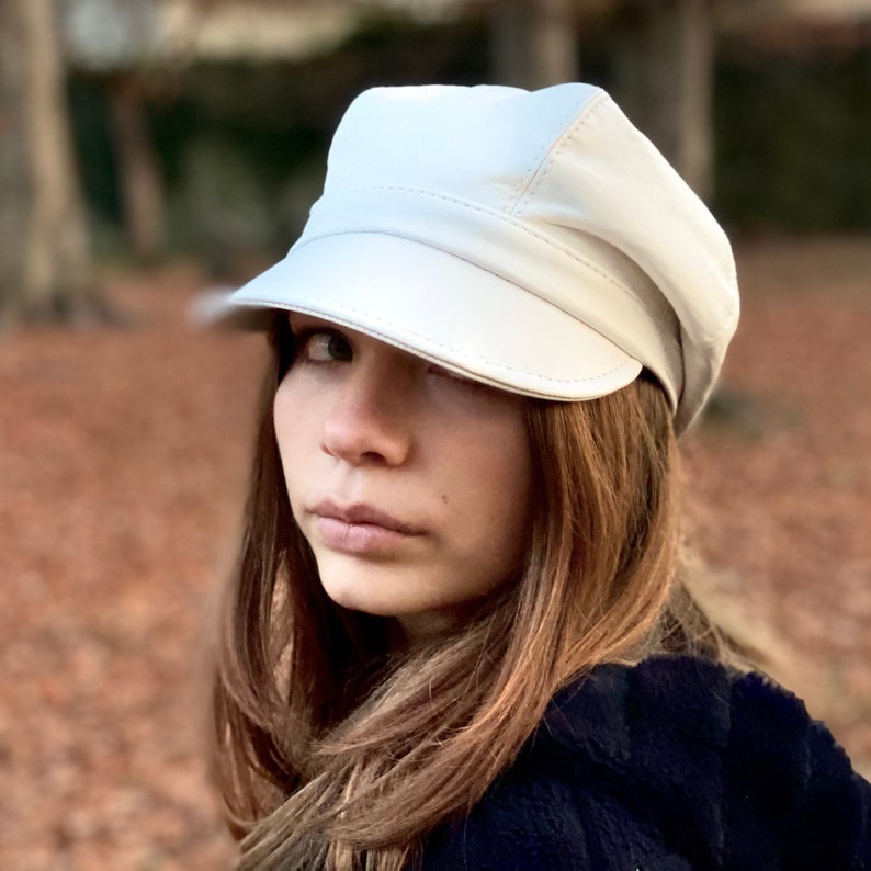White Baker Boy Hat White Leather Hat White Newsboy Hat Etsy