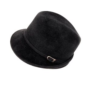 Fur Felt Trilby Hat with Short Brim - Luxurious Velour Hat in Black Fur Felt