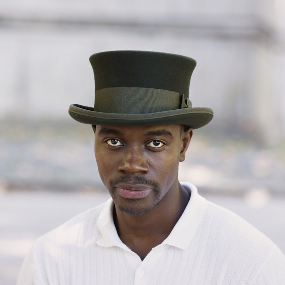 Topper Hat, Green LODEN Top Hat, Low Top Hat for Men and Women
