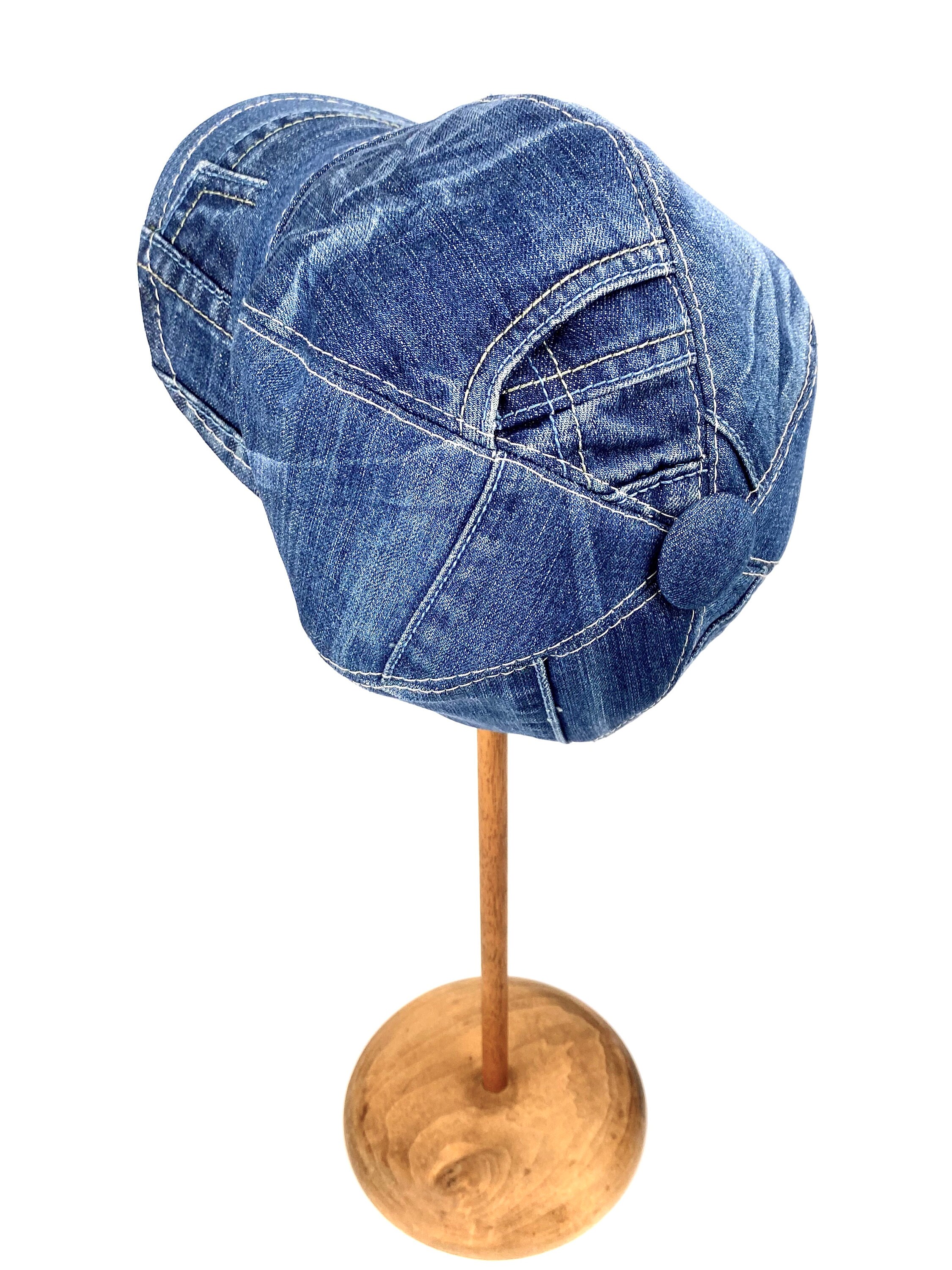 Berretto In Denim Da Donna - Cappello Alla Francese In Stile Newsboy, Vintage Con Cuciture Gialle, Regolabile, Protezione Solare Leggera, Per Ragazze, Circ. Testa 56-58 Cm