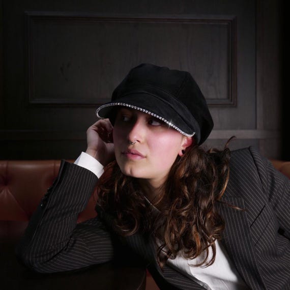 Black Velour Hat – Luxury Unisex Velvet Cotton Cap - Vintage  display picture 3