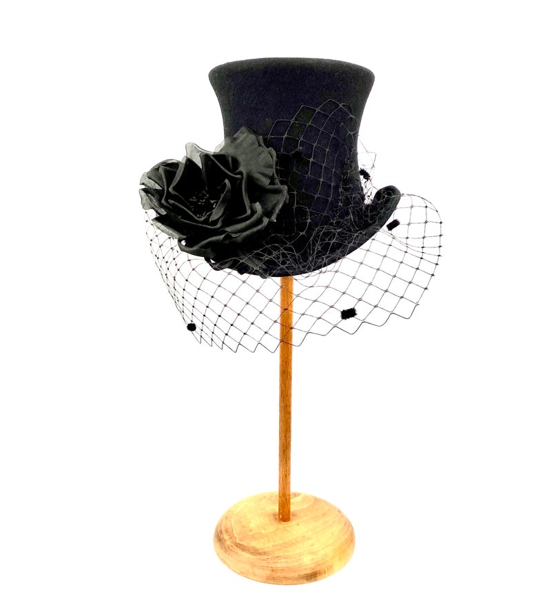 Mini Top Hat Mourning Veil Glamorous Mini Top Hat With Black Etsy