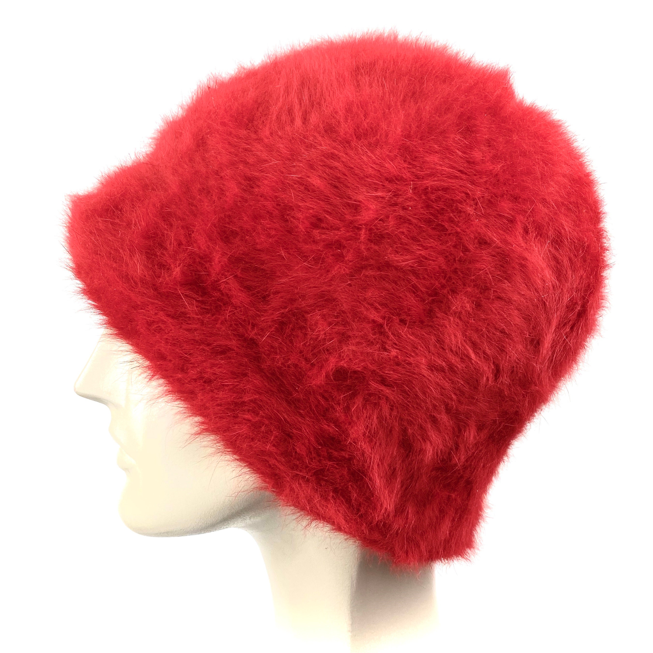 Red Cloche Angora Hat, Beanie Red Angora Hat, Woman Red