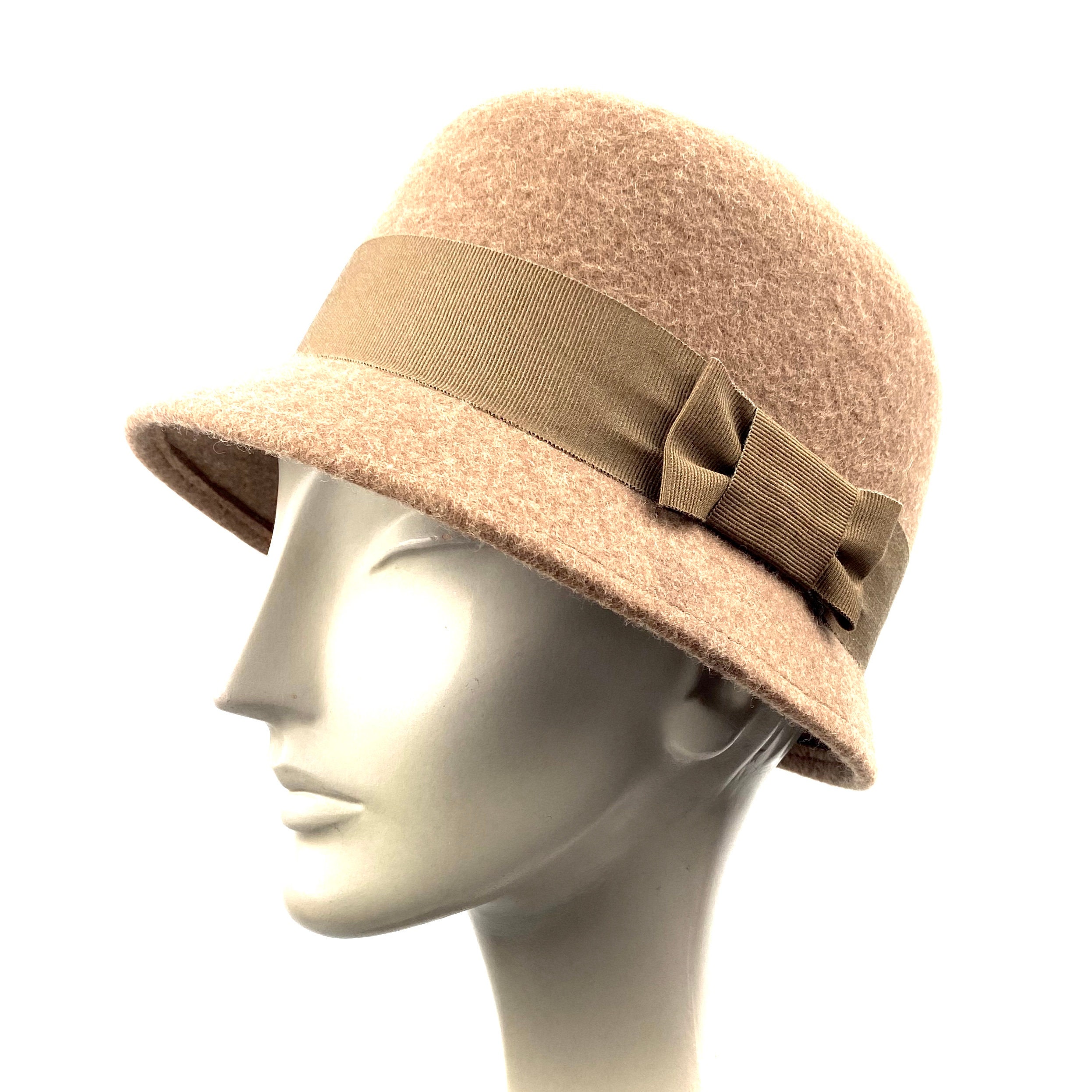Felt Cloche Hat Woman Beige Felt Hat Beige Cloche Hat 1920s - Etsy