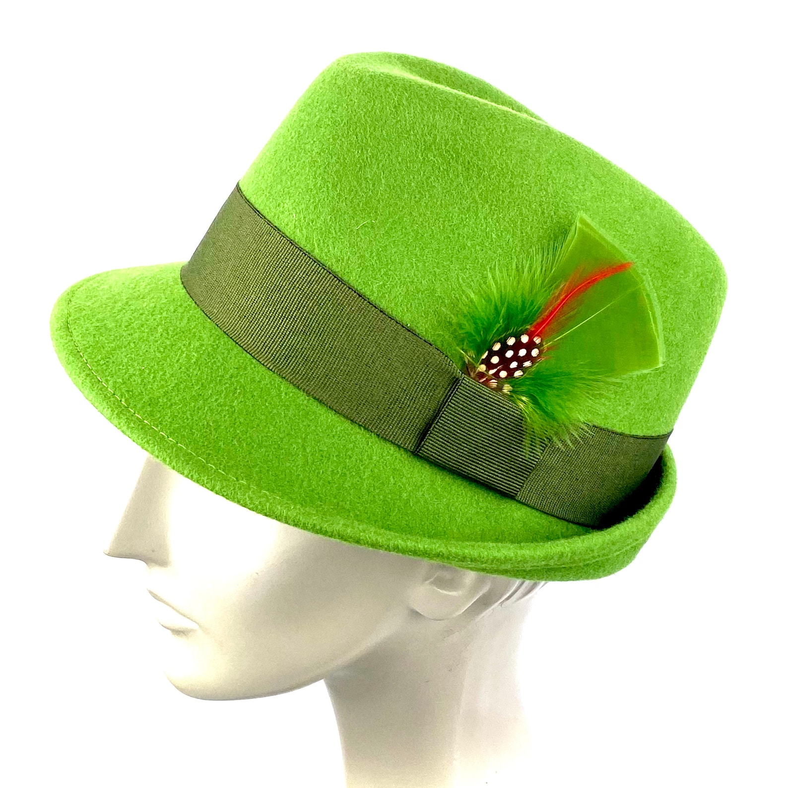 Apple Green Fedora Hat Woman Green Hat Made in Wool Felt With Etsy