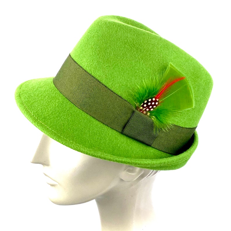 Apple Green Fedora Hat Woman Green Hat Made in Wool Felt With Etsy