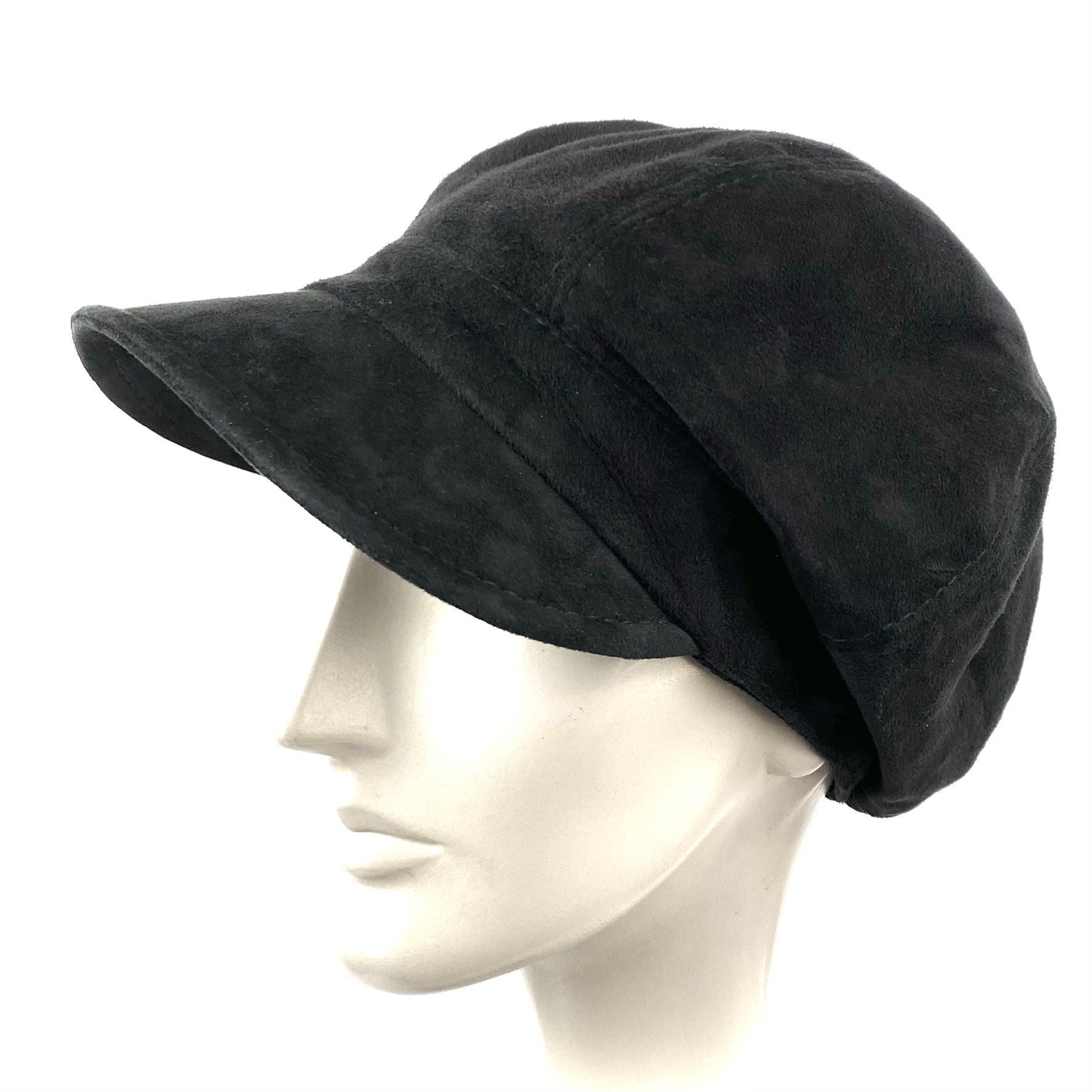 Black Suede Baker Boy Cap - lack of color The Baker Boy Boston Scally Cap - Black main image 3