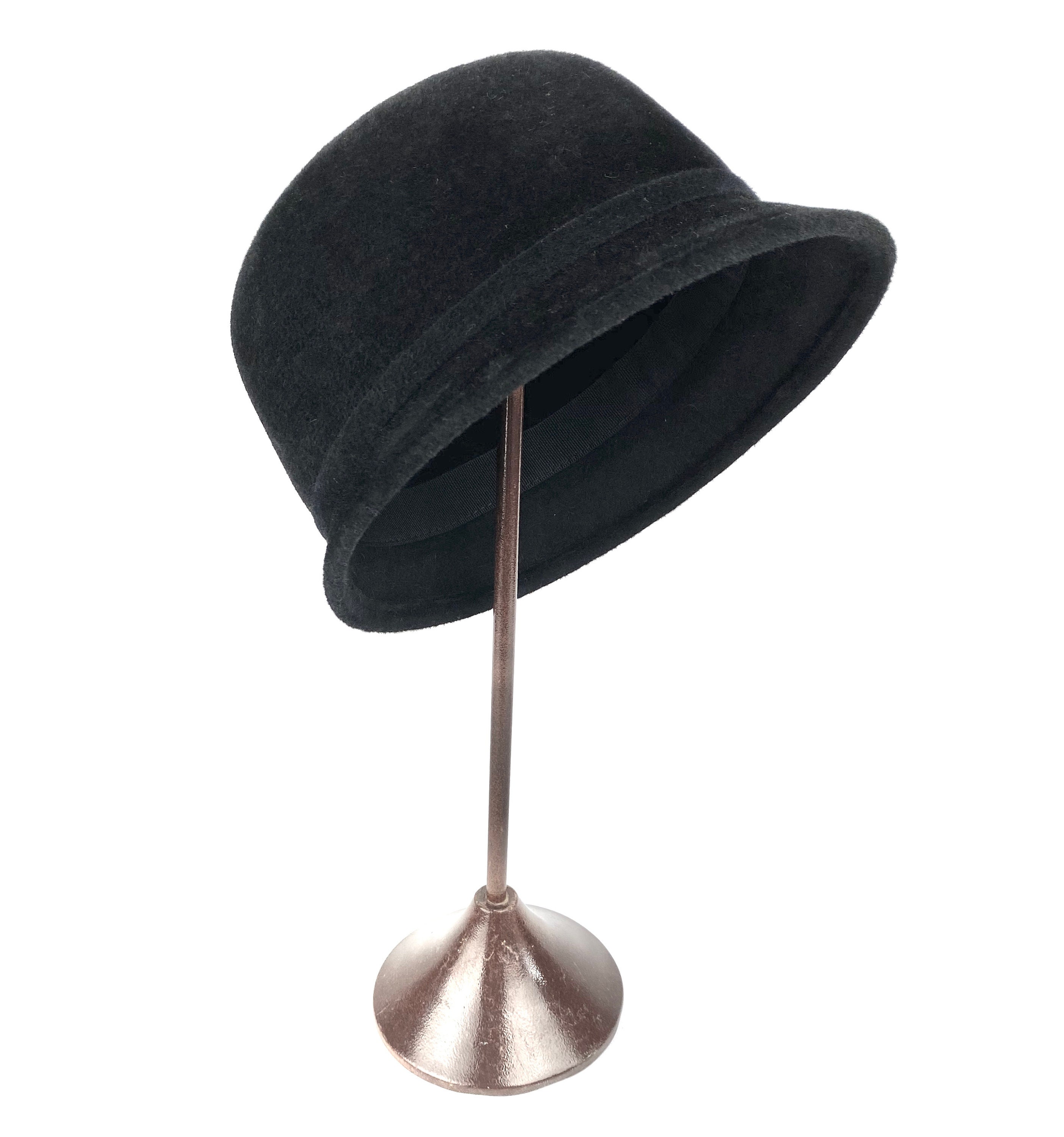 VTG Monterey Blk Fur Felt Bell Cloche Hat Made in Italy for Filenes O/S cloche-grise-  main image 3