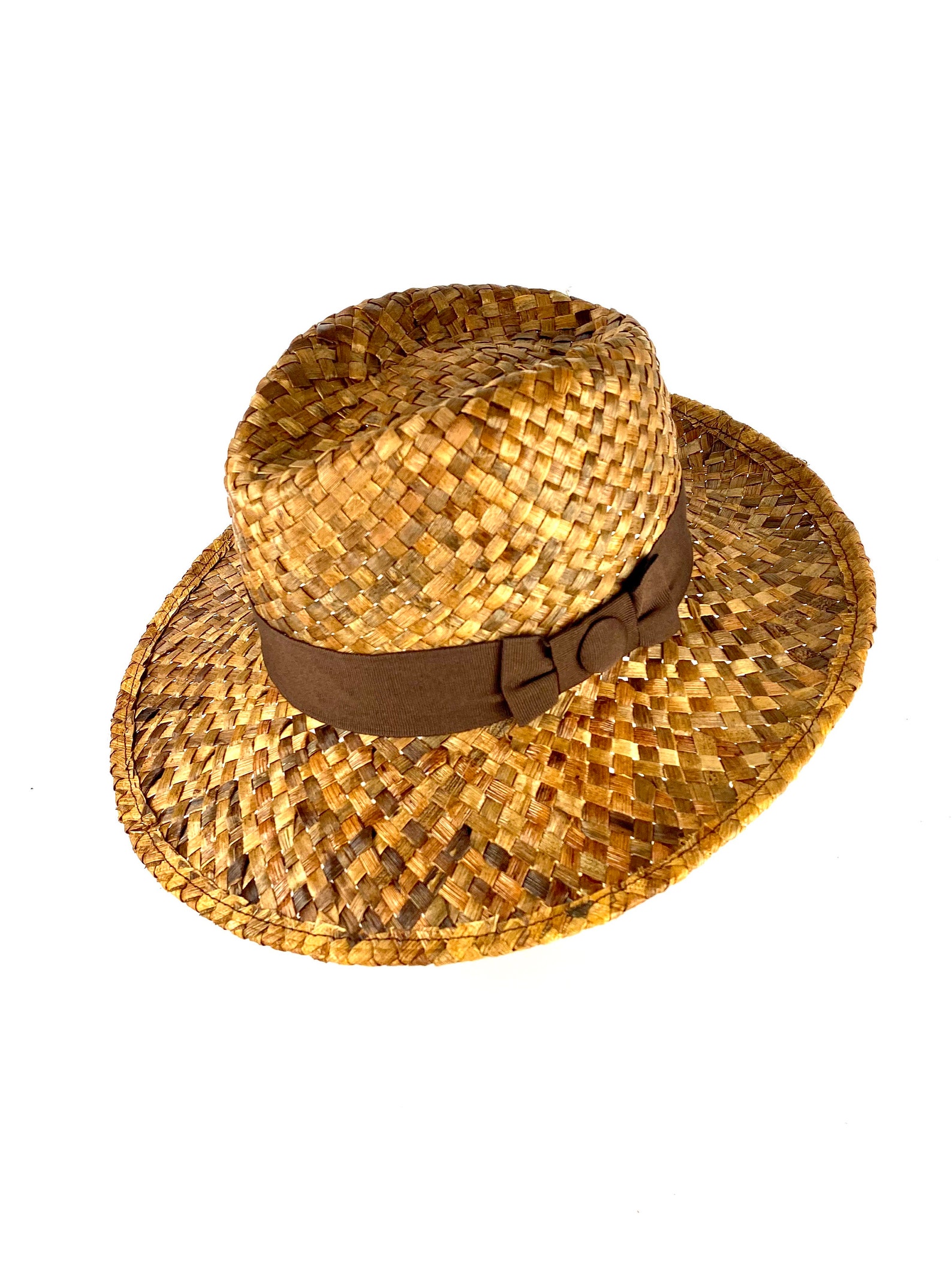 Straw Fedora Large Brim Brown Natural Straw Hat Fedora Straw Etsy UK