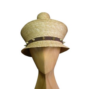 Punk Cloche Straw Hat - Rebel Style Straw Cloche - Punk Inspired Handmade hat