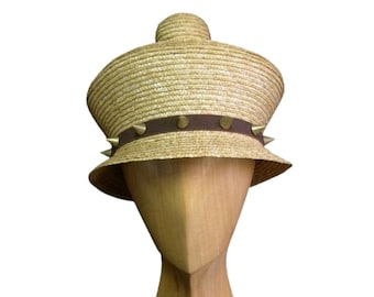 Sombrero cloche de paja natural, cloche straw hat, cappello cloche paglia, chapeau cloche en paille, damenhut naturstroh, stroh glockenhut