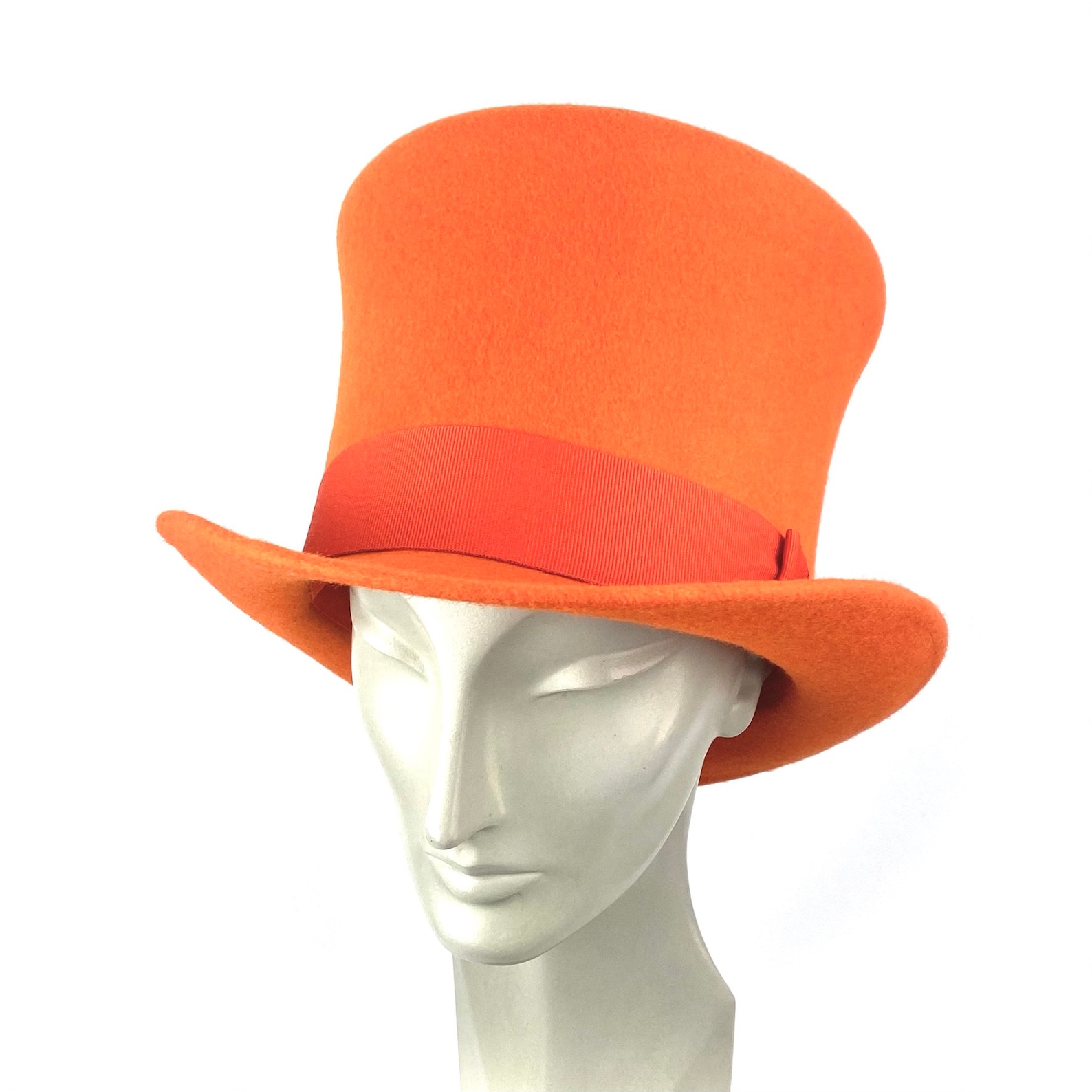 Orange Felt Top Hat Bigger Top Hat Hight Felt Top Hat Tall Etsy
