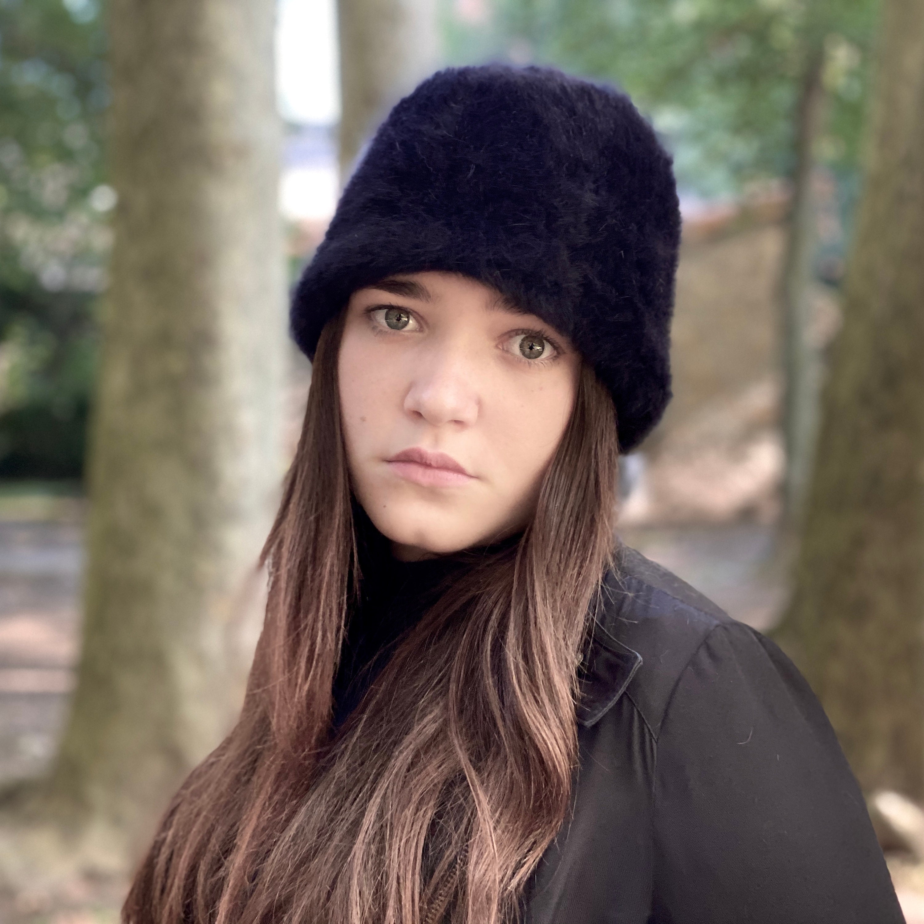 Soft Black Angora Hat - Warm Winter Beanie for Cozy Comfort Soft Black Angora Hat - Warm Winter Beanie for Cozy Comfort