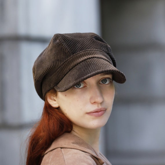 Brown Velvet Corduroy Newsboy Hat: Vintage Baker Boy Cap - Etsy