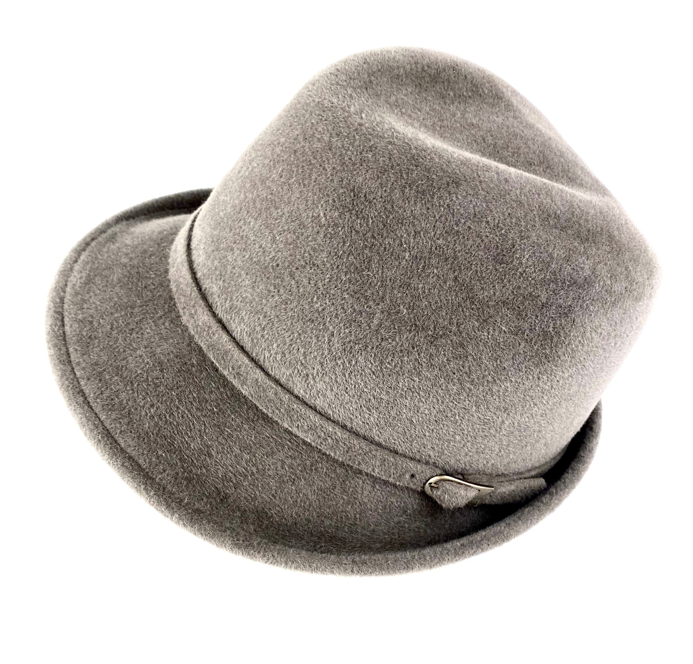 Gray fedora felt hat, women fedora gray hat, trilby felt hat, fedora fur felt hat, short brim fedora hat, rabbit fur felt fedora hat