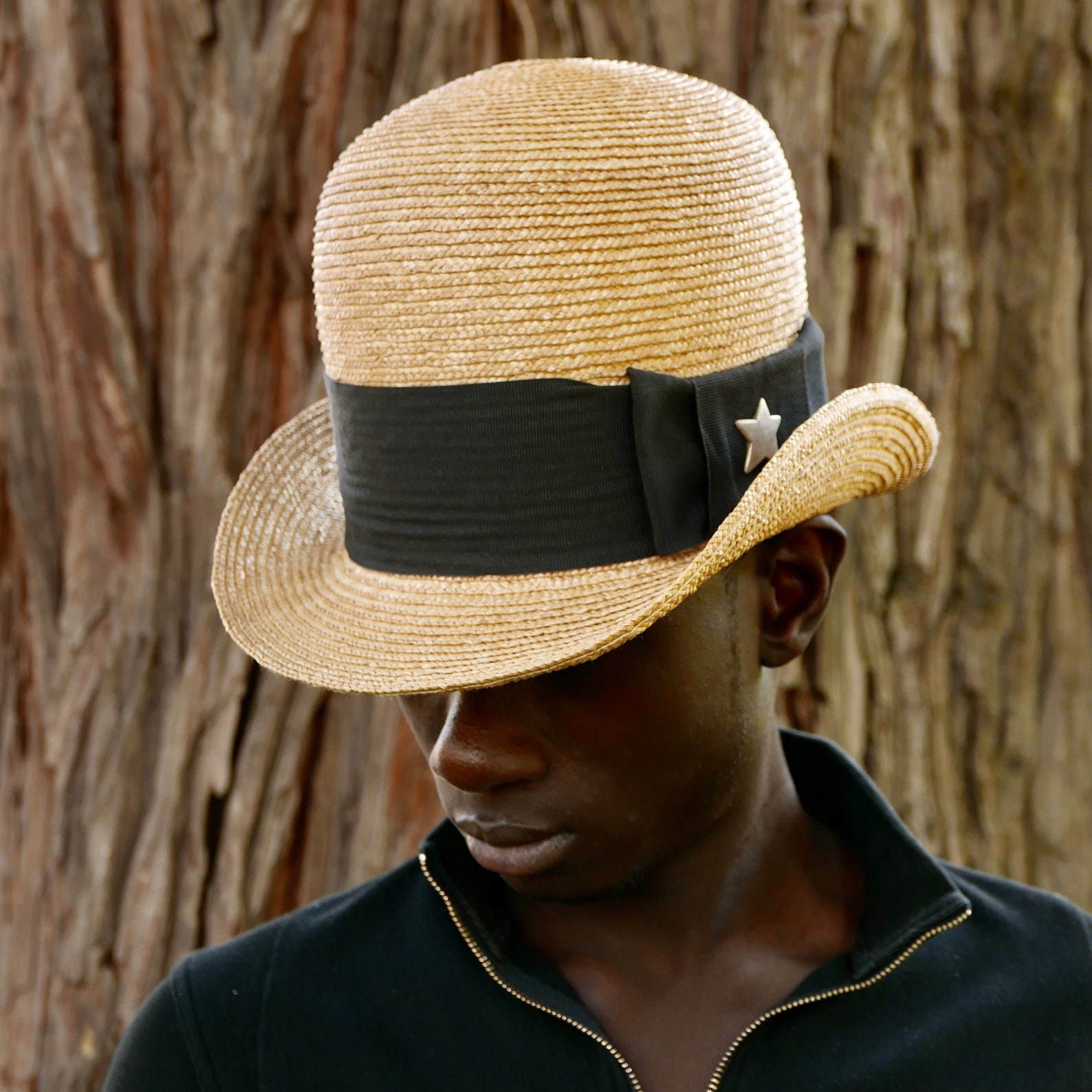 High Bowler Straw Hat Western Bowler Straw Hat High Derby Etsy