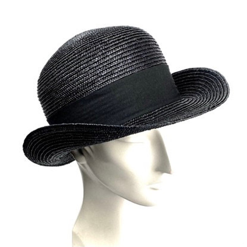 Bowler Straw Hat Bowler Hat Men Black Bowler Hat Black Etsy