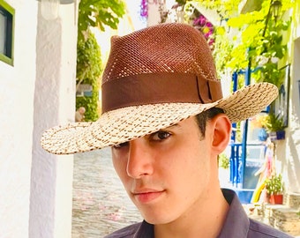 Panama Fedora Hat with Wide Brim - Large Brim Straw Panamà Hat for Men and Women