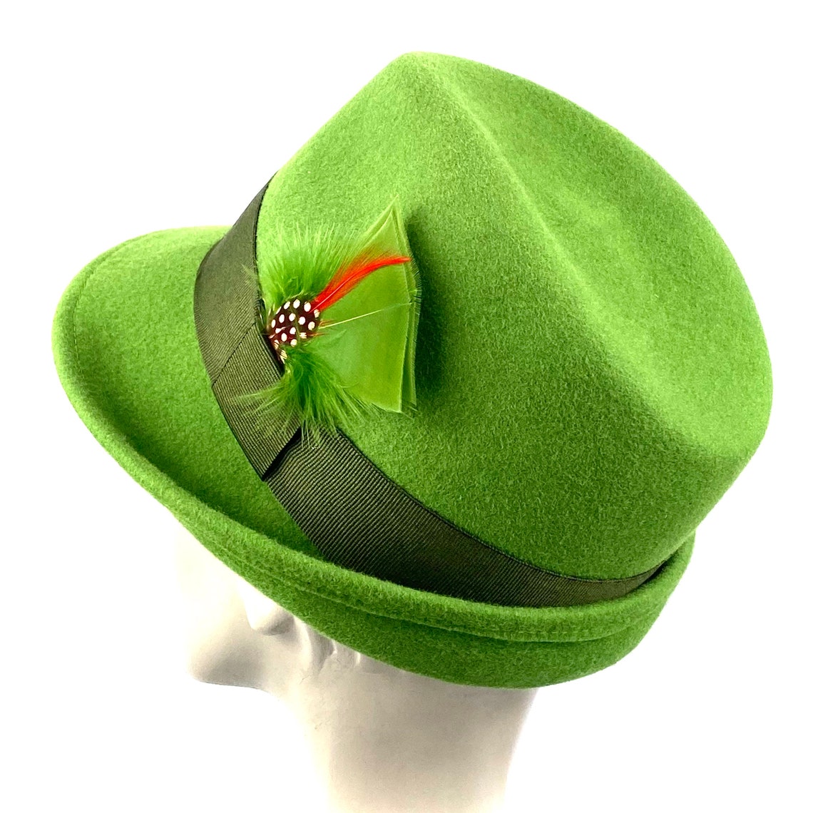 Apple Green Fedora Hat Woman Green Hat Made in Wool Felt With Etsy