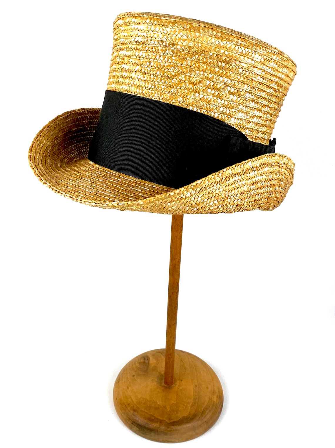 Straw Top Hat Straw Topper Hat Edwardian Straw Hat Mad Etsy