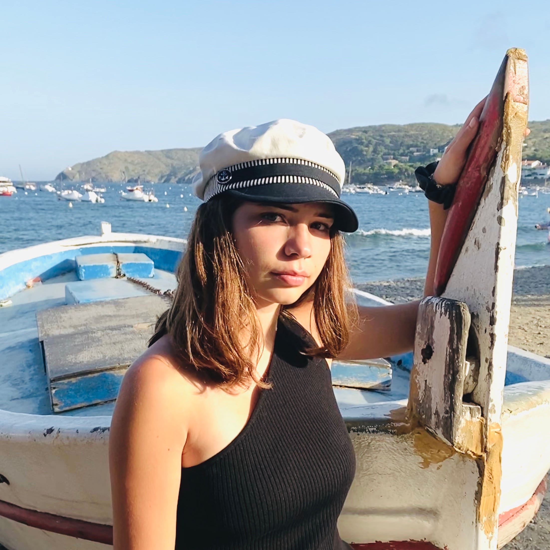 帽子 Random Sailor Nautical Inspired Sailor Hat, White Linen Sailor Cap, Greek