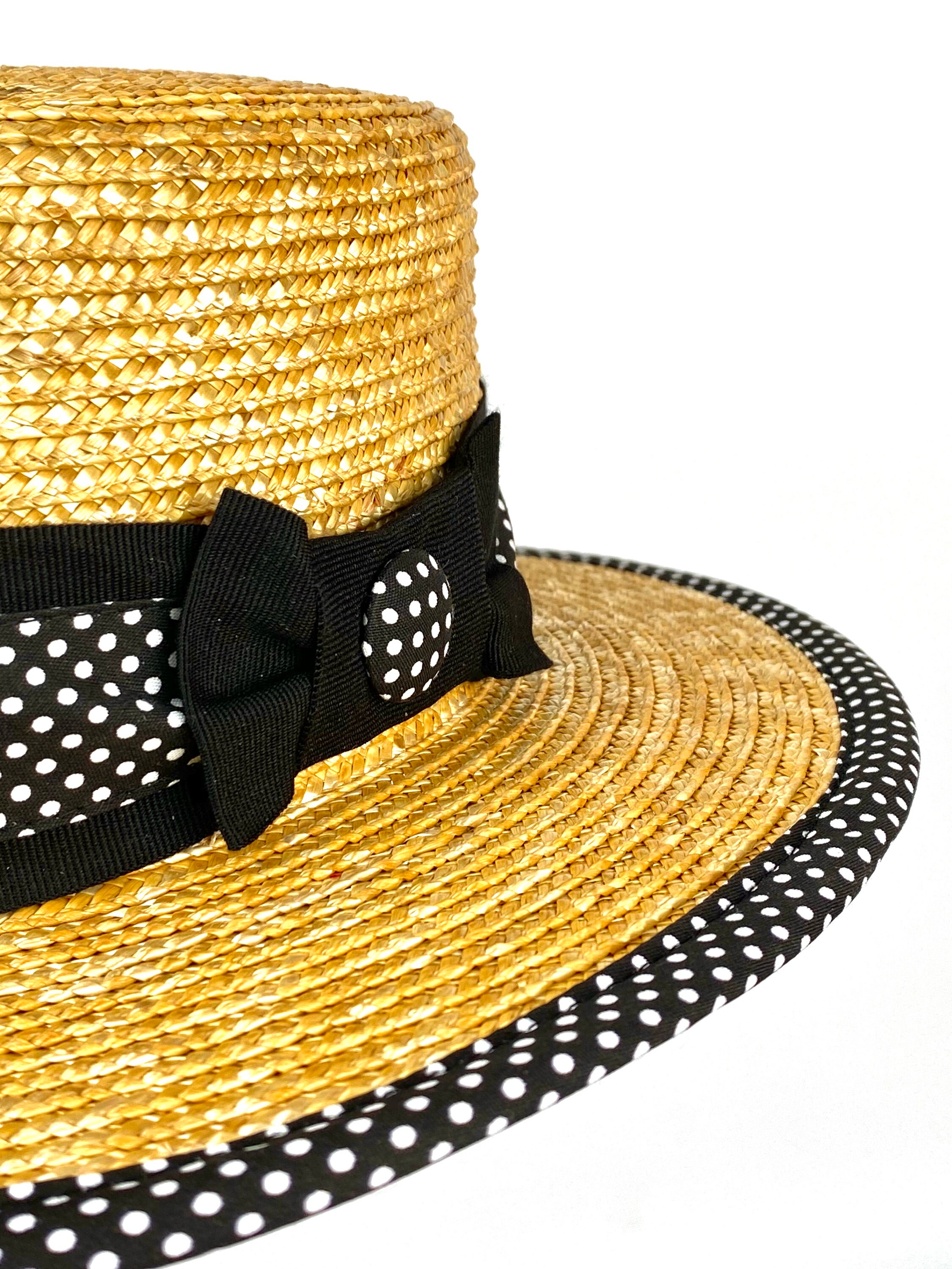 Canotier Straw Hat Boater Straw Natural Straw Gondolier Hat Etsy Canada