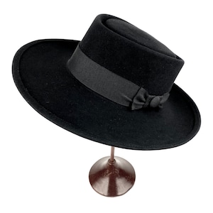 Gambler hat, fedora large brim, felt fedora hat, wide brim fedora, bolero hat, black gambler hat, fedora hat, wool felt men's hat, man hat image 7