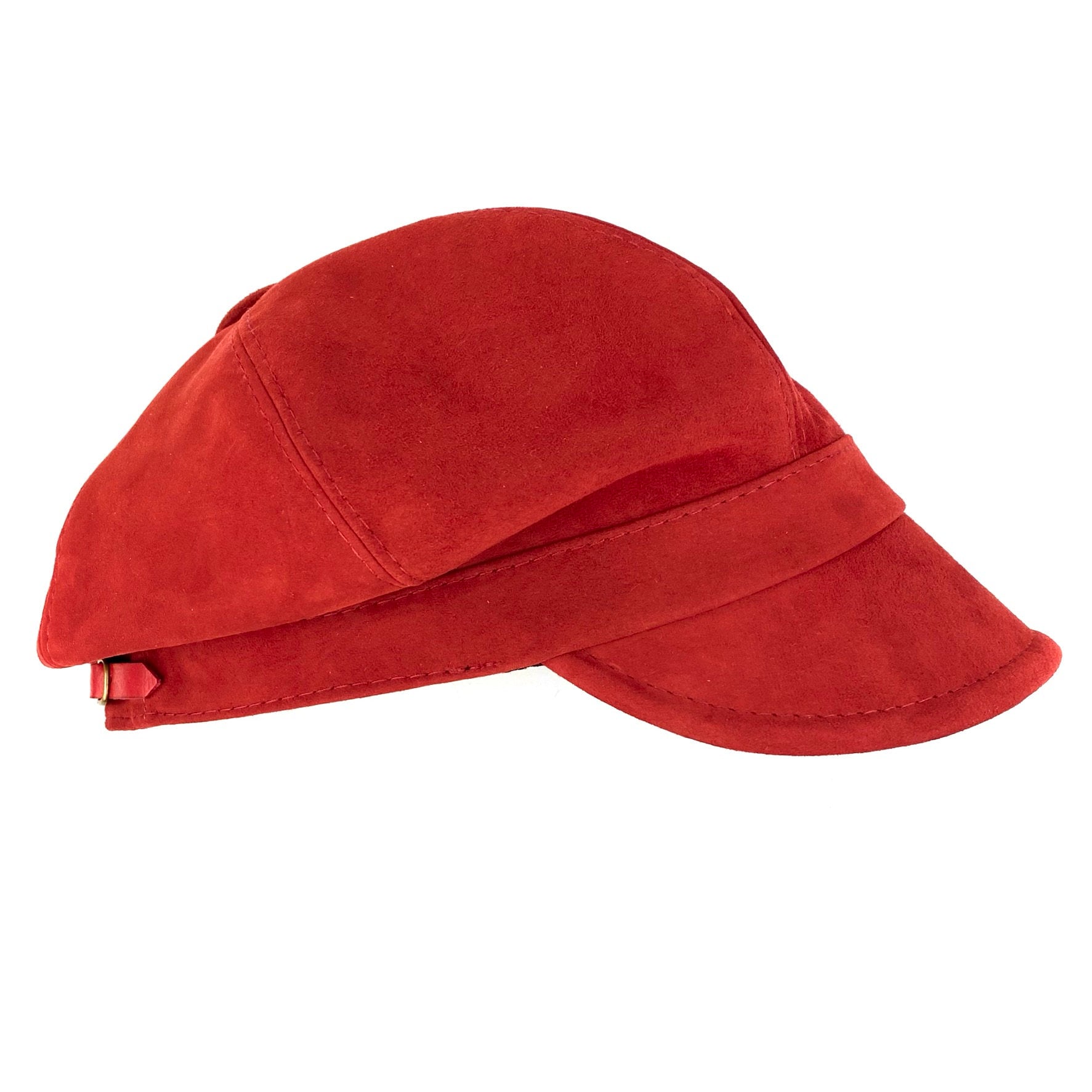 Red Leather Newsboy Hat - Soft Suede Material With  display picture 2