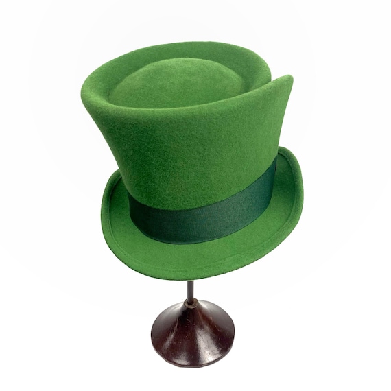 Green Top Hat Felt Leprechaun Style – St Patrick Parade Costume Irish Vintage