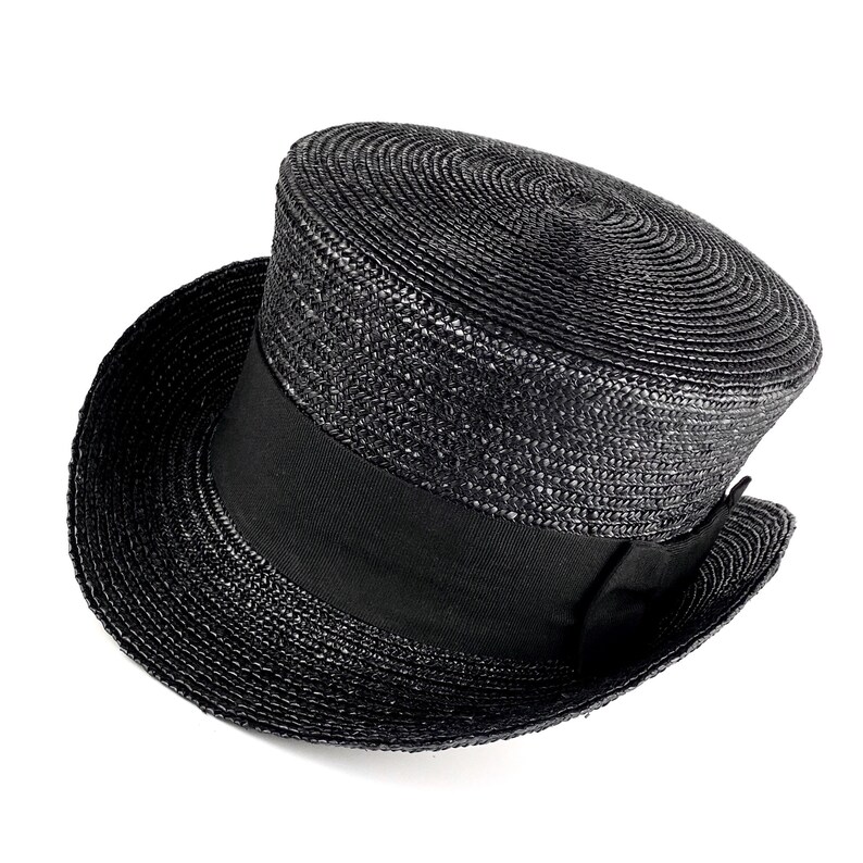 Black Straw Top Hat Short Top Hat John Bull Top Hat Low Top Etsy