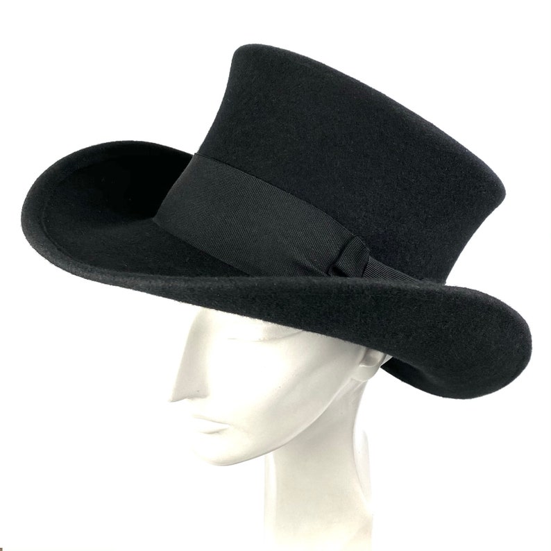 Victorian Men’s Hats- Top Hats, Bowler, Gambler     Cowboy Top hat Top hat large brim black felt top hat wide brim top hat western felt hat black topper felt hat big Top Hat  AT vintagedancer.com