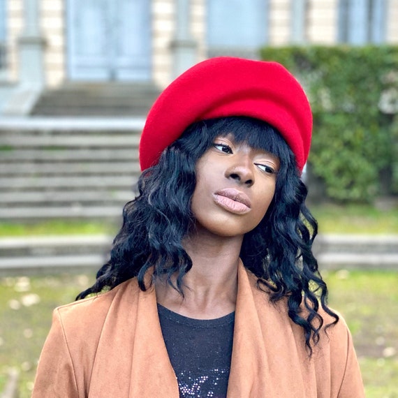 French Beret Hat, Red Wool Beret, Felt Beret Hat, Women Beret Hat, 1940s  Felt Hat, Woman Red Felt Hat, Warm Red Beret Hat, Wool Felt Beret 