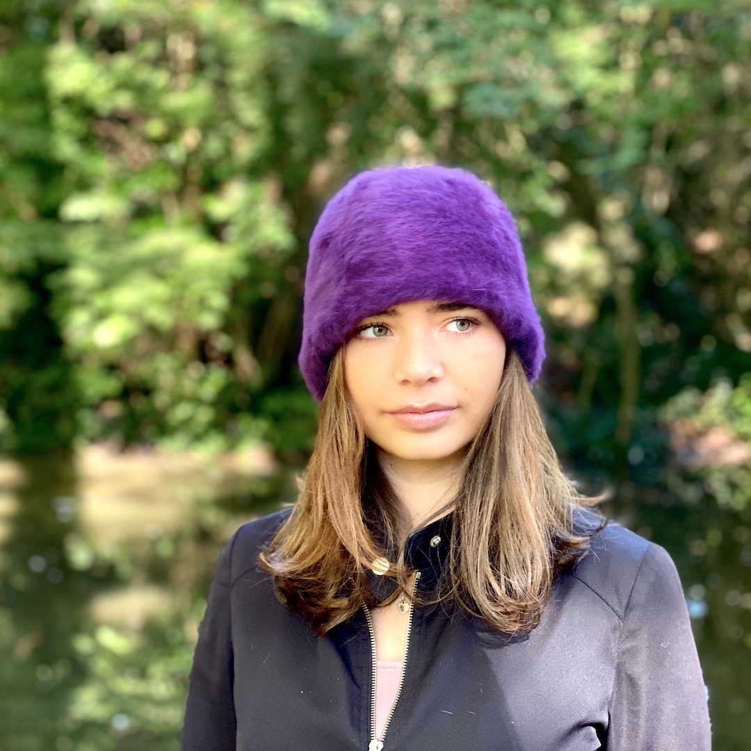 Purple Angora Beanie Hat - Ultra Soft and Warm Winter  display picture 1