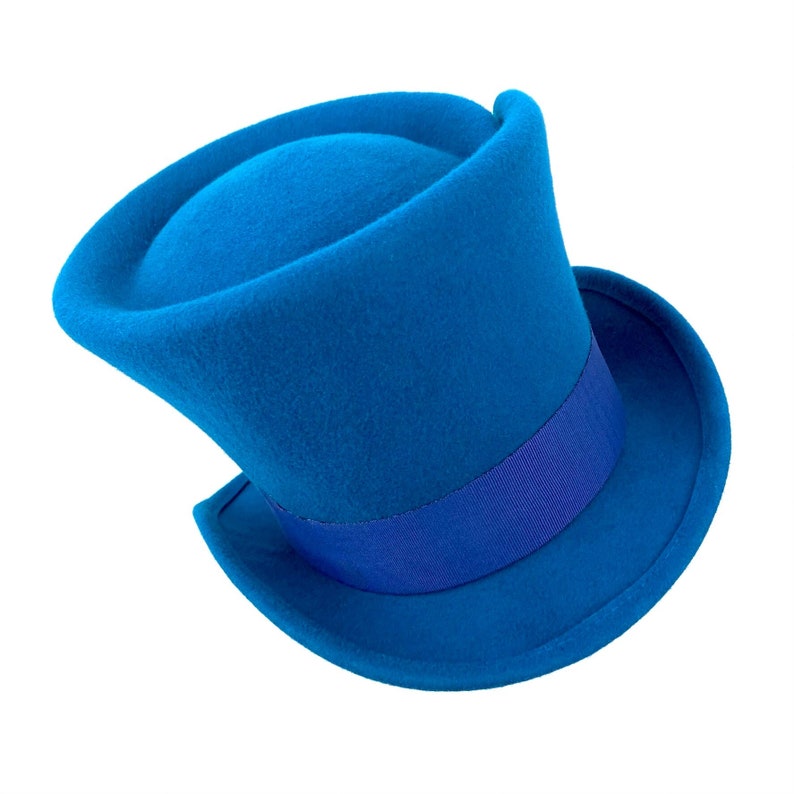 Blue Top Hat Blue Felt Hat Felt Top Hat Top Hat Made to Etsy