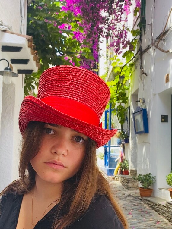 Cappello a cilindro di paglia rossa Charlie e il cappello di | Etsy Italia