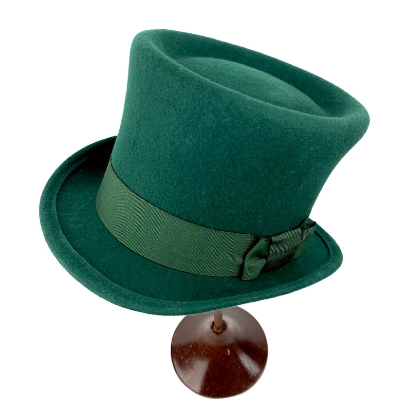 Willy Wonka Top Hat Green Felt Hat Mad Hatter Felt Hat Etsy