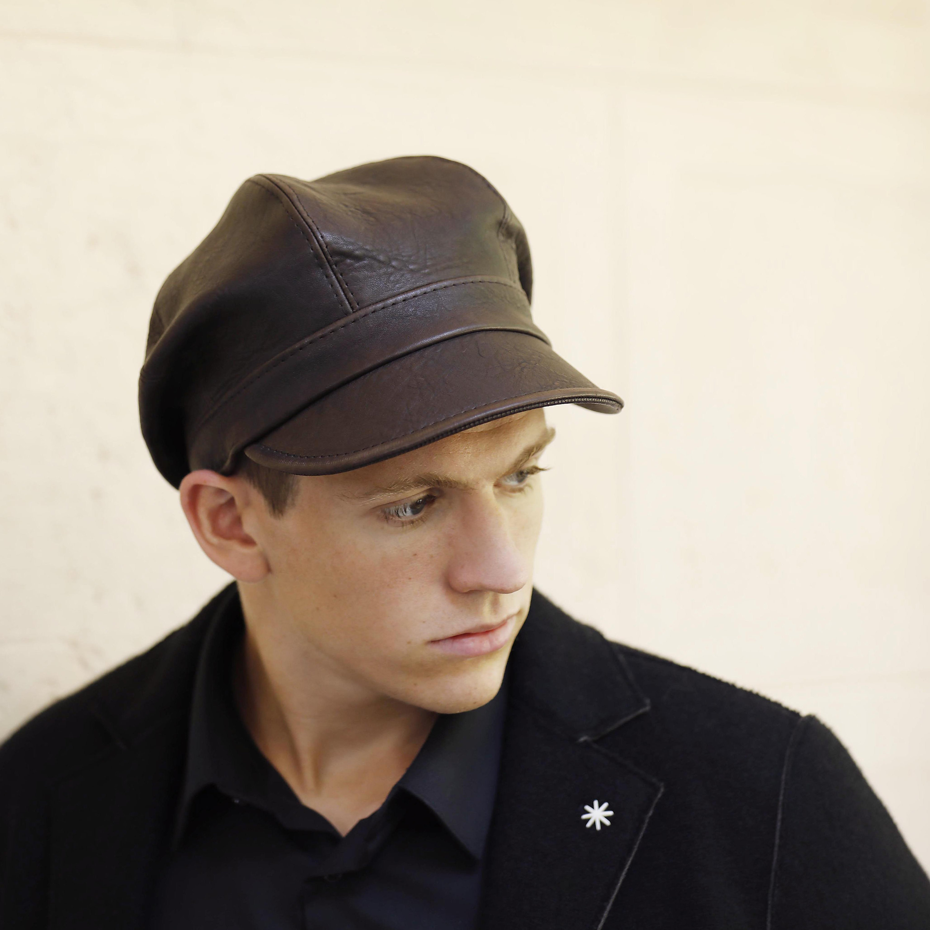 帽子 SIBRO BRAND / leather newsboy cap Leather Newsboy Cap by Luigi Baroni - Bencraft Hatters