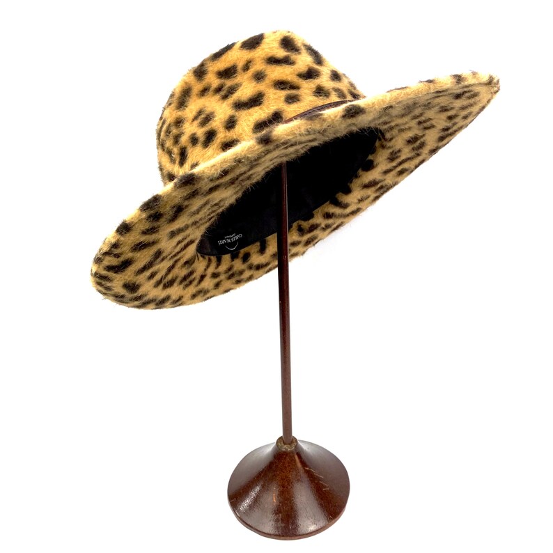 Leopard fedora hat wide brim, leopard fur felt melousine fedora hat, cheetah animal print fedora hat, wide brim fedora hat, cowboy felt hat image 7