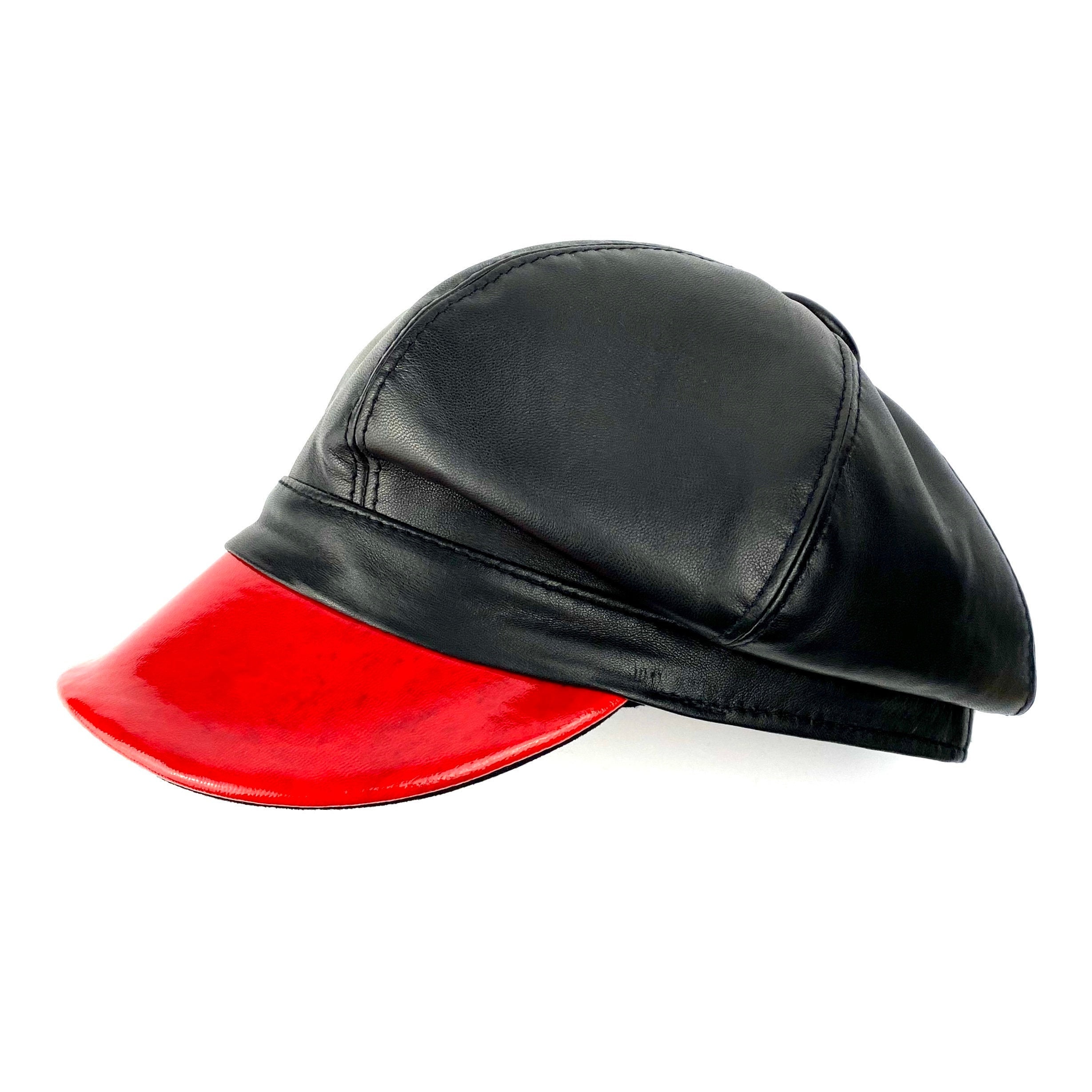 9674 Red Newsboys Beret Leather Caps & Black Obsidian Crystal Star Healing Gatsby Newsboy Caps for Women 8 Panel PU Leather Apple Cap  main image 2