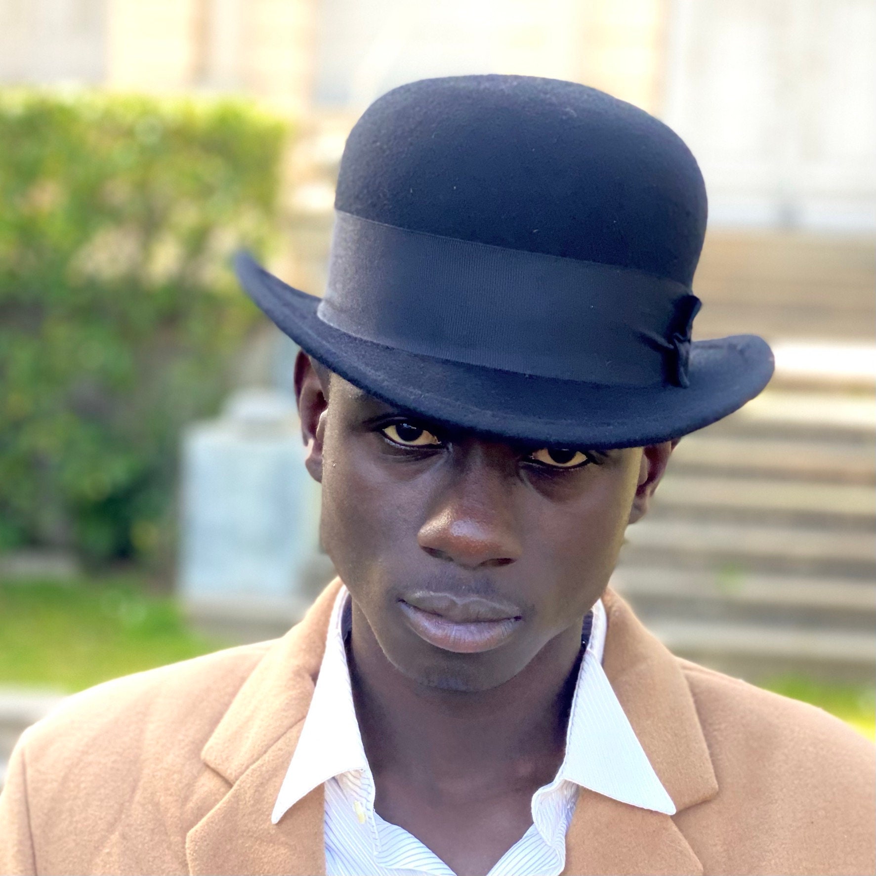 Black Felt Bowler Hat Men's Derby Hat 