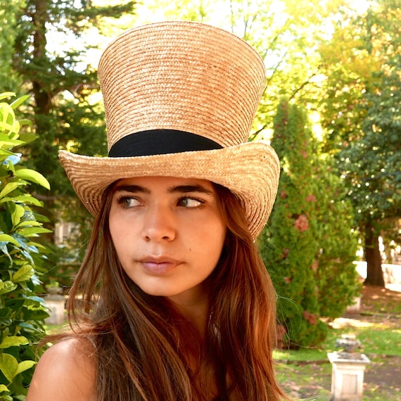 Regency Top Hat Empire Straw Top Hat Stovepipe Straw Top Hat Tall Straw Top Hat Victorian Straw Hat High Straw Top Hat Woman Top Hat Etsy UK