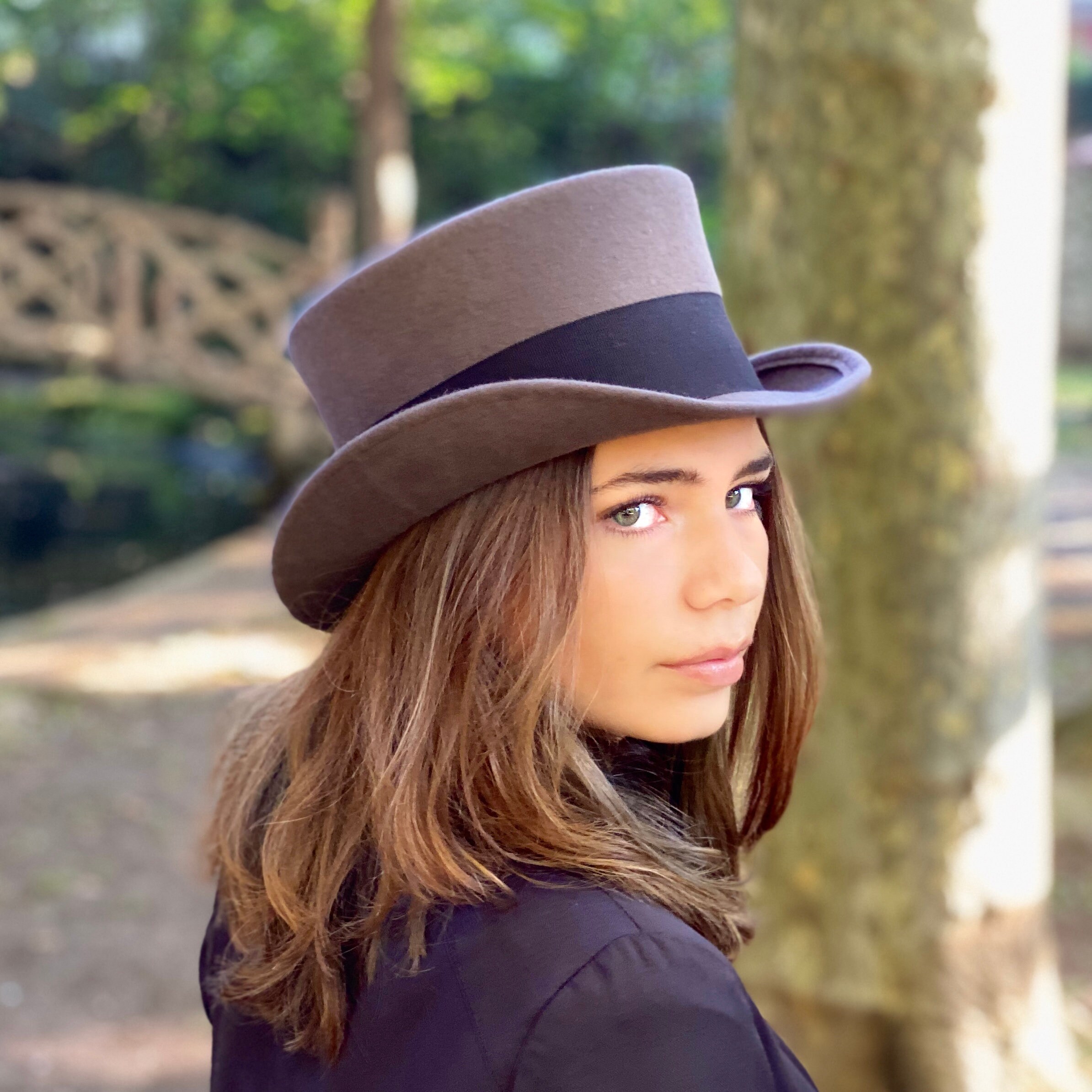 Edwardian Hat Low Top Hat Gray Topper 
