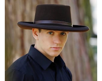 Vilt gokkershoed: cowboybolero met brede rand