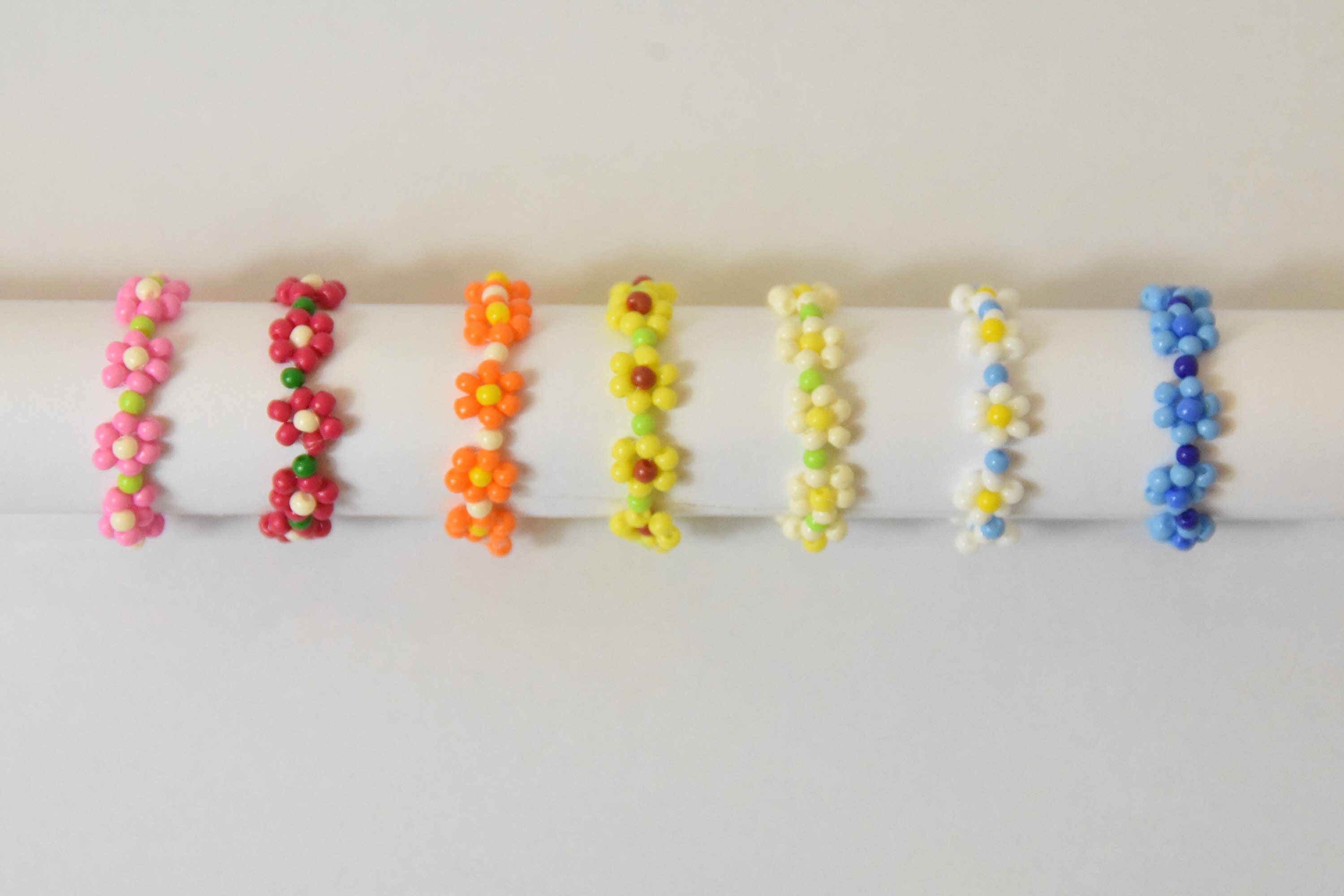 Cute flower beaded customisable ring