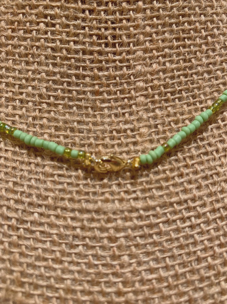 Green Beaded Seedbead Choker Bohemian Minimalist Layering Necklace Vsco
