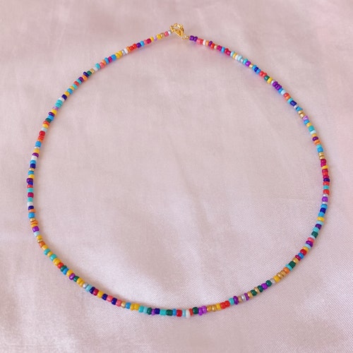 Rainbow Seed Bead Choker Beaded Choker Seed Bead Jewelry | Etsy