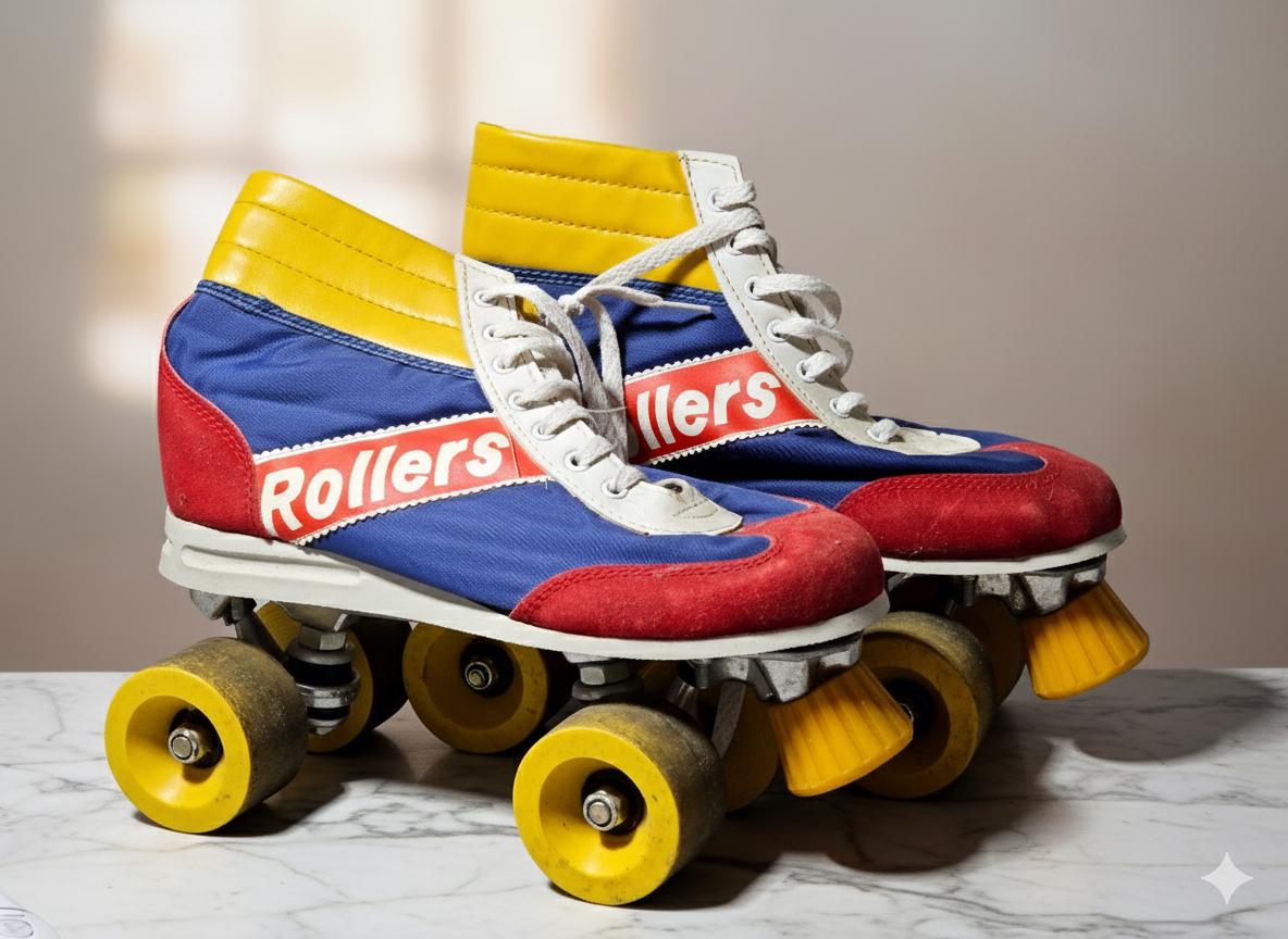 2 anciens Patins à roulettes en métal et plastique Speedy